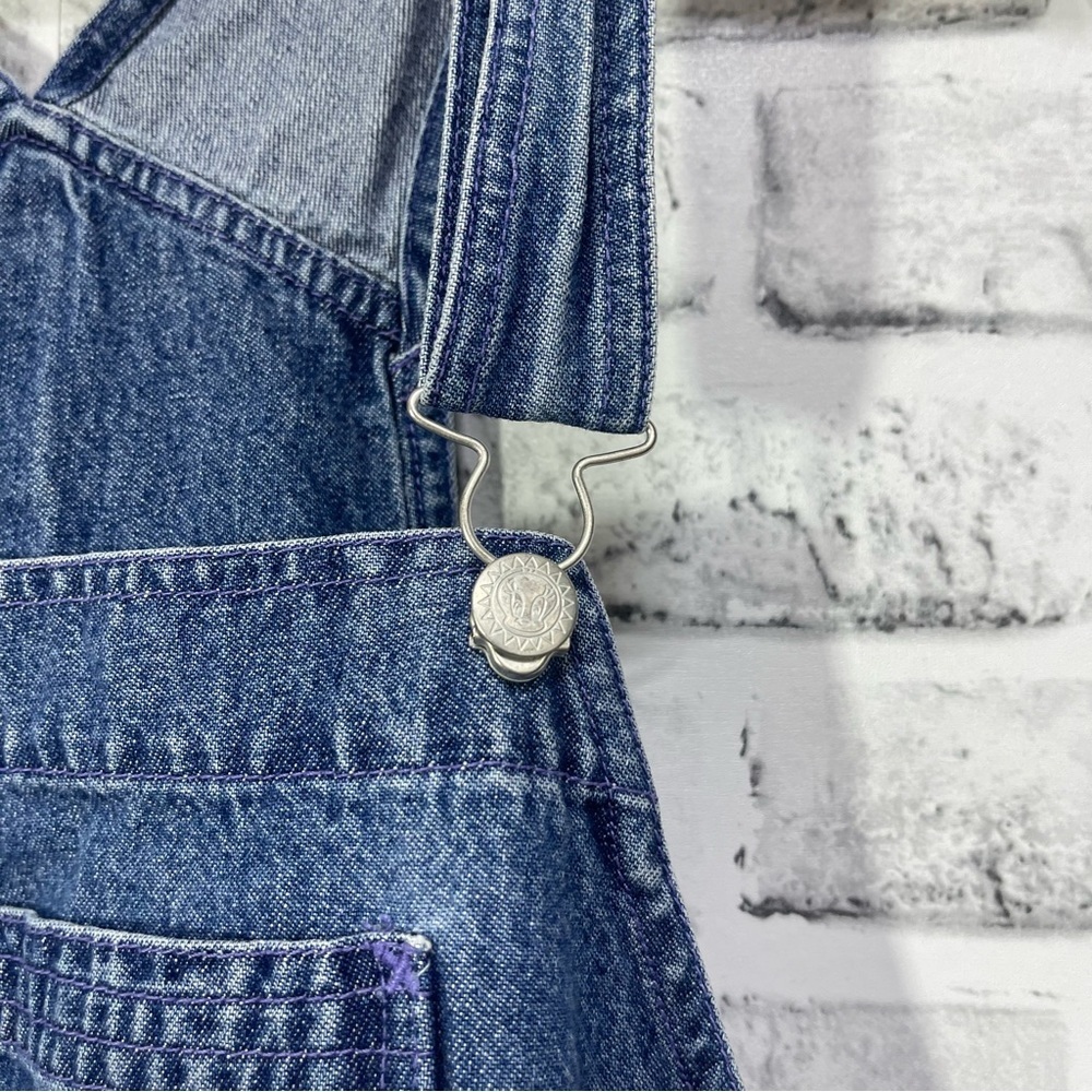Vintage Looney Tunes Tweety Denim Cargo Bib Overall Shorts Plus Size 26W/28W - Picture 8 of 13